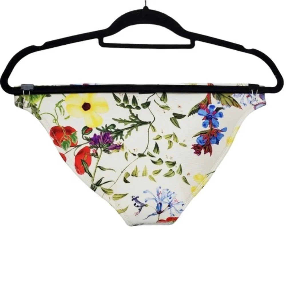 Triangl Womens Ivory Floral Bikini Swimsuit Bottom Size L NWOT